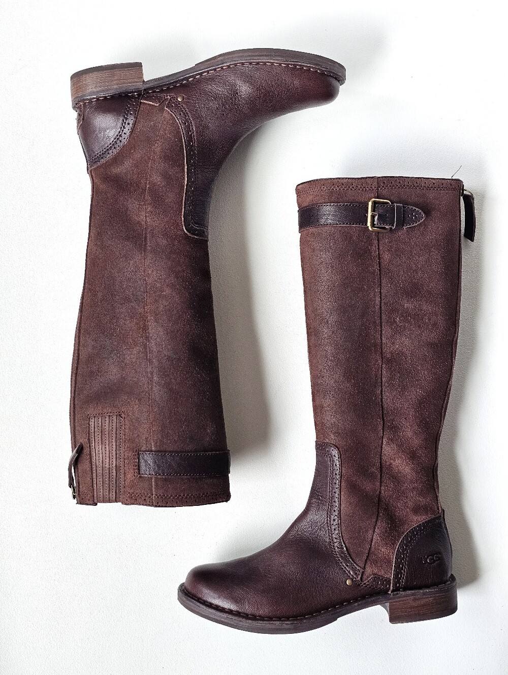 UGG Castille Java Genuine Leather Water Resistant Riding Boots Women’s 7.5 - Picture 2 of 14
